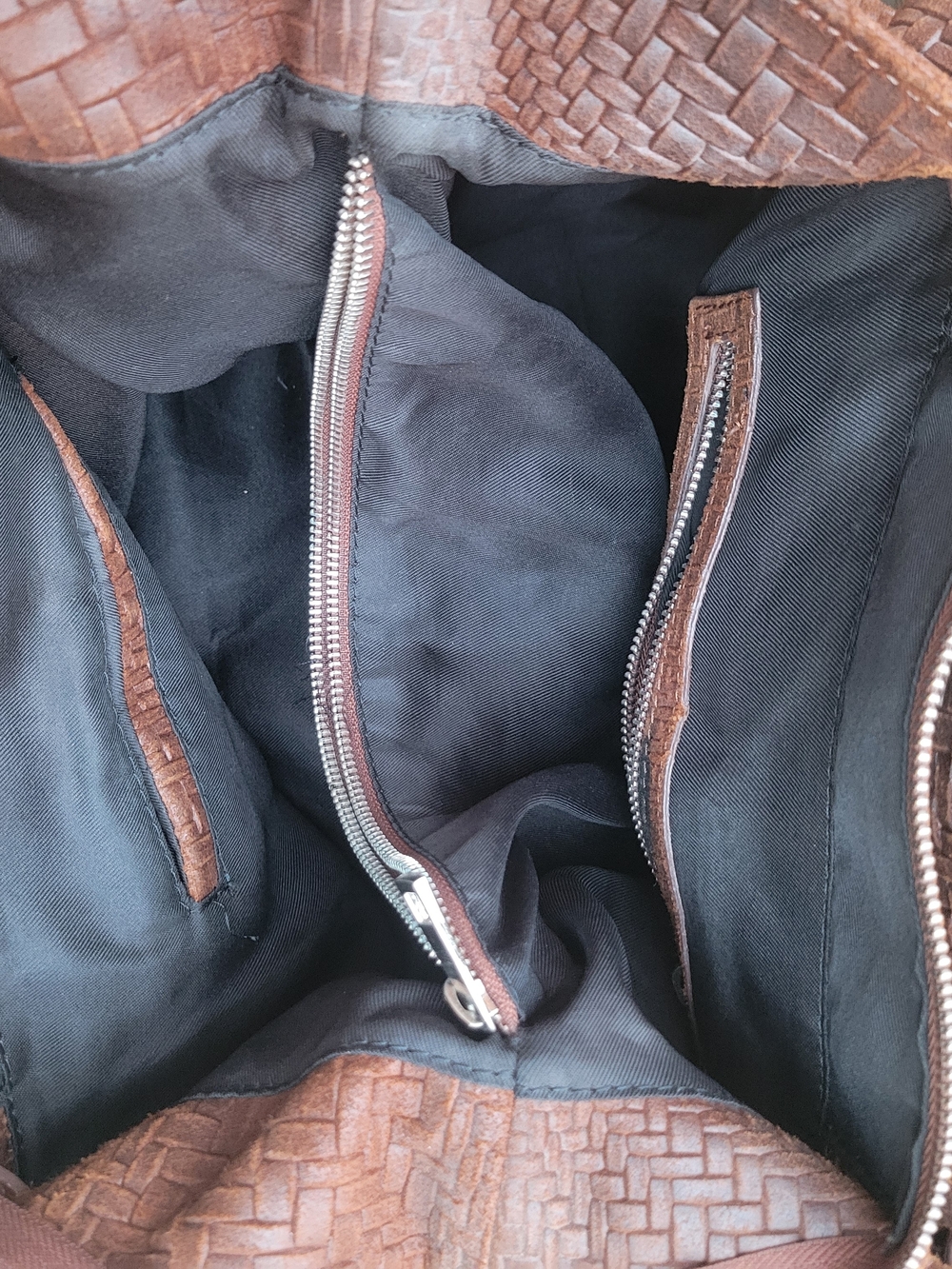 Italian Tulipani Woven Leather Satchel Shoulder Bag Brown Large Made in Italy - Picture 14 of 14
